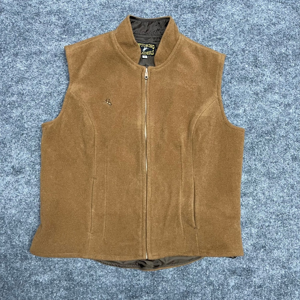 Wyoming Traders Vest Mens Medium Camel Brown 100% Virgin Wool Rodeo Western Zip